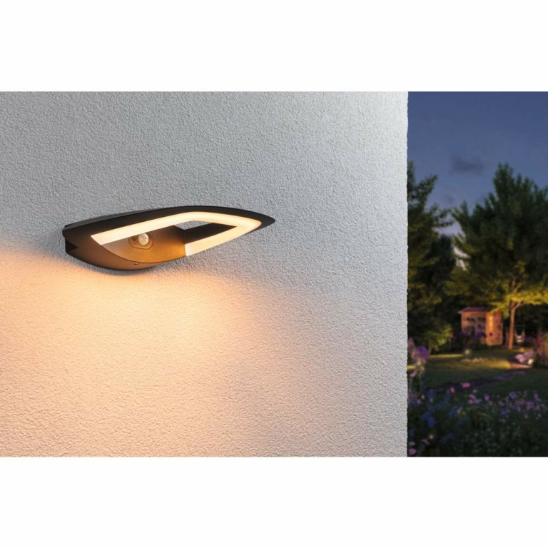 Paulmann LED Außenwandleuchte Akena Bewegungsmelder insektenfreundlich IP44  243x254mm 2200K 10,8W 800lm 230V  Anthrazit Aluminium