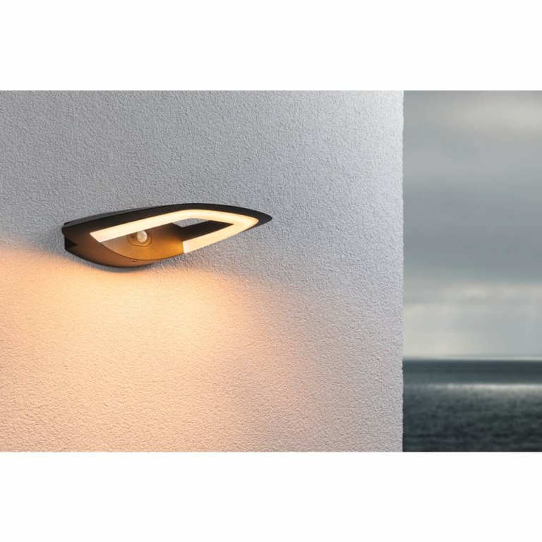 Paulmann LED Außenwandleuchte Akena Bewegungsmelder insektenfreundlich IP44  243x254mm 2200K 10,8W 800lm 230V  Anthrazit Aluminium