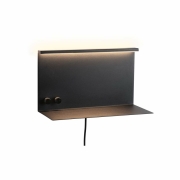 LED Wand-Leseleuchte Jarina Schwarz matt mit Ablage USB-Ladefunktion 3000K dimmbar
