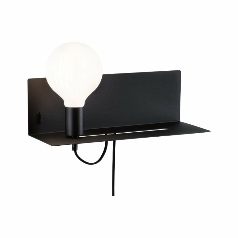 Paulmann LED Wand-Leseleuchte Devara Schwarz matt mit Ablage USB-C-Ladefunktion E27 230V
