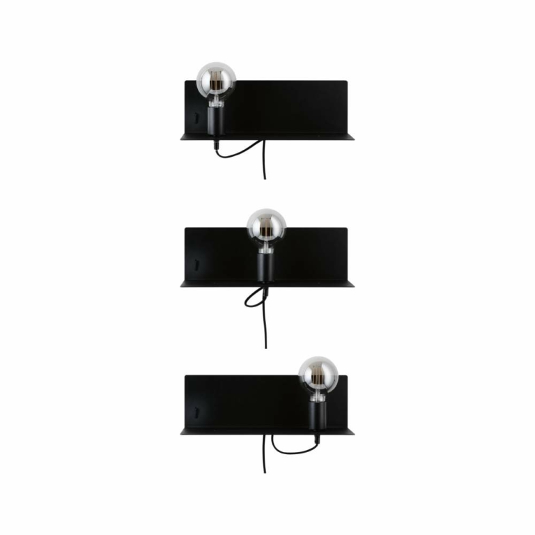 Paulmann LED Wand-Leseleuchte Devara Schwarz matt mit Ablage USB-C-Ladefunktion E27 230V