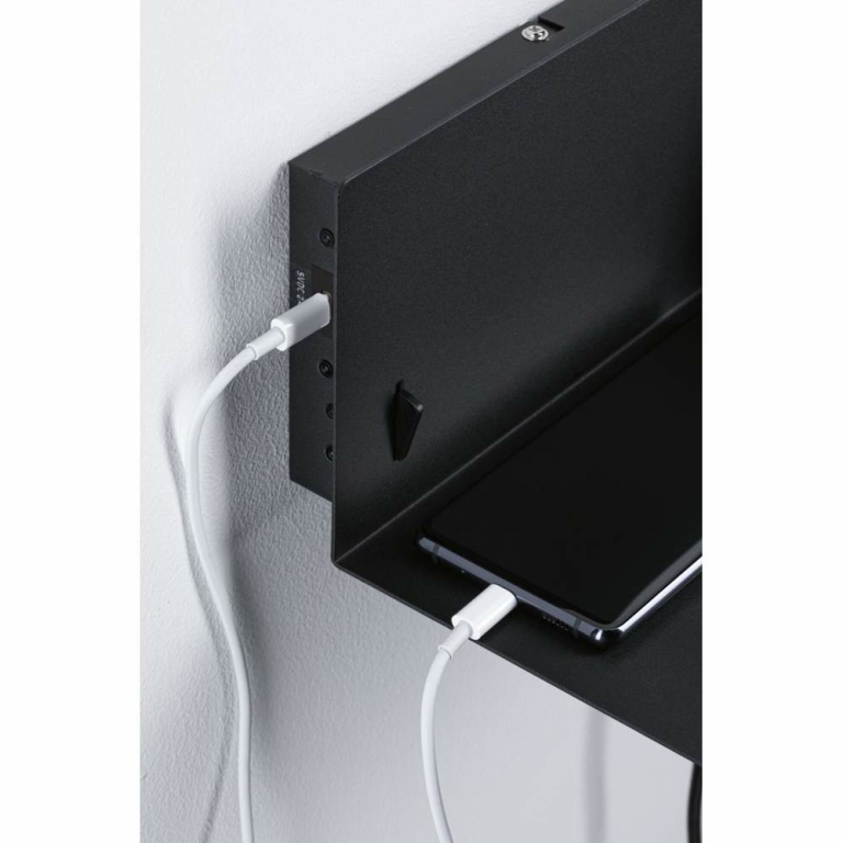 Paulmann LED Wand-Leseleuchte Devara Schwarz matt mit Ablage USB-C-Ladefunktion E27 230V