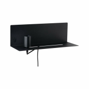 LED Wand-Leseleuchte Devara Schwarz matt mit Ablage USB-C-Ladefunktion E27 230V