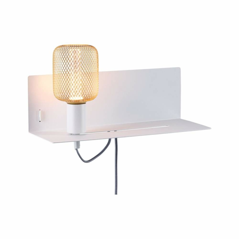 Paulmann LED Wand-Leseleuchte Devara Weiß matt mit Ablage USB-C-Ladefunktion E27 230V