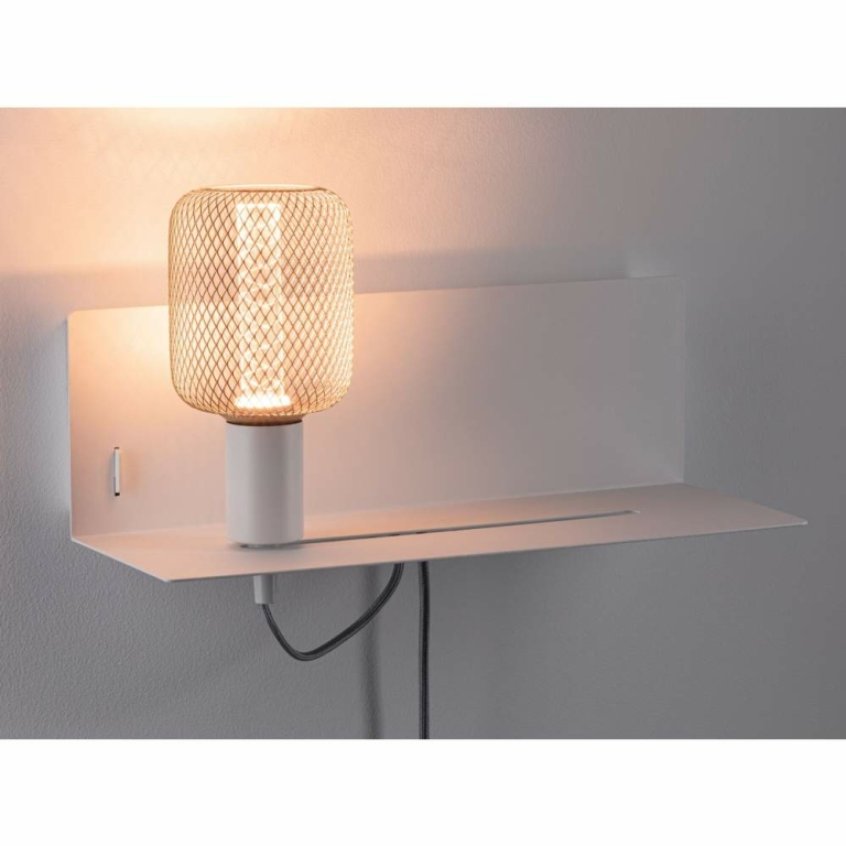 Paulmann LED Wand-Leseleuchte Devara Weiß matt mit Ablage USB-C-Ladefunktion E27 230V