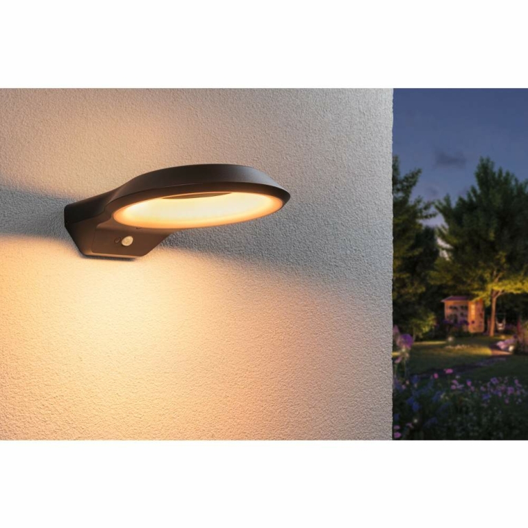 Paulmann LED Außenwandleuchte Anela Bewegungsmelder insektenfreundlich IP44  245x309mm 2200K 12W 700lm 230V  Anthrazit Aluminium