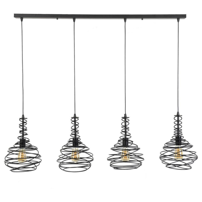 famlights famlights | Pendelleuchte Ruby aus Metall in Schwarz E27 4-flammig