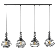 famlights | Pendelleuchte Ruby aus Metall in Schwarz E27 4-flammig