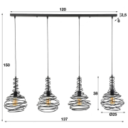famlights | Pendelleuchte Ruby aus Metall in Schwarz E27 4-flammig