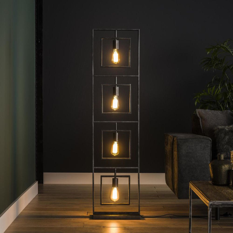 famlights famlights | Stehleuchte Linus in Grau E27 4-flammig