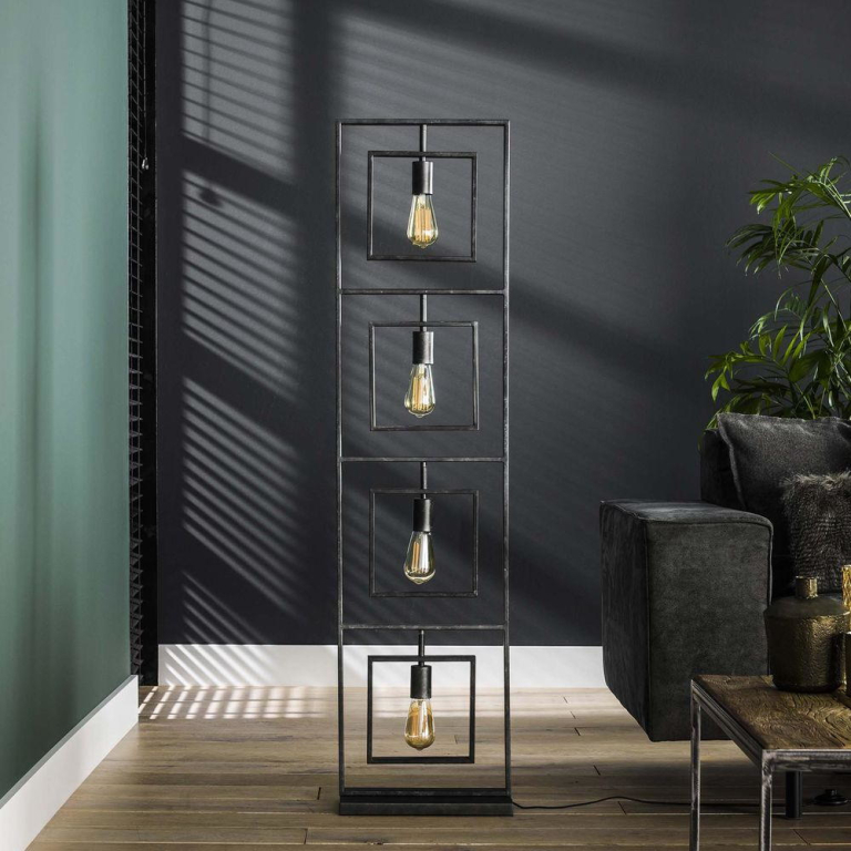 famlights famlights | Stehleuchte Linus in Grau E27 4-flammig