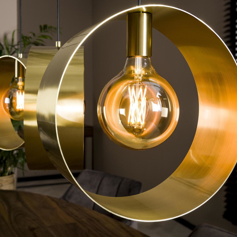 famlights famlights | Pendelleuchte Neyla in Gold E27 3-flammig Balken