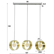 famlights | Pendelleuchte Neyla in Gold E27 3-flammig Balken