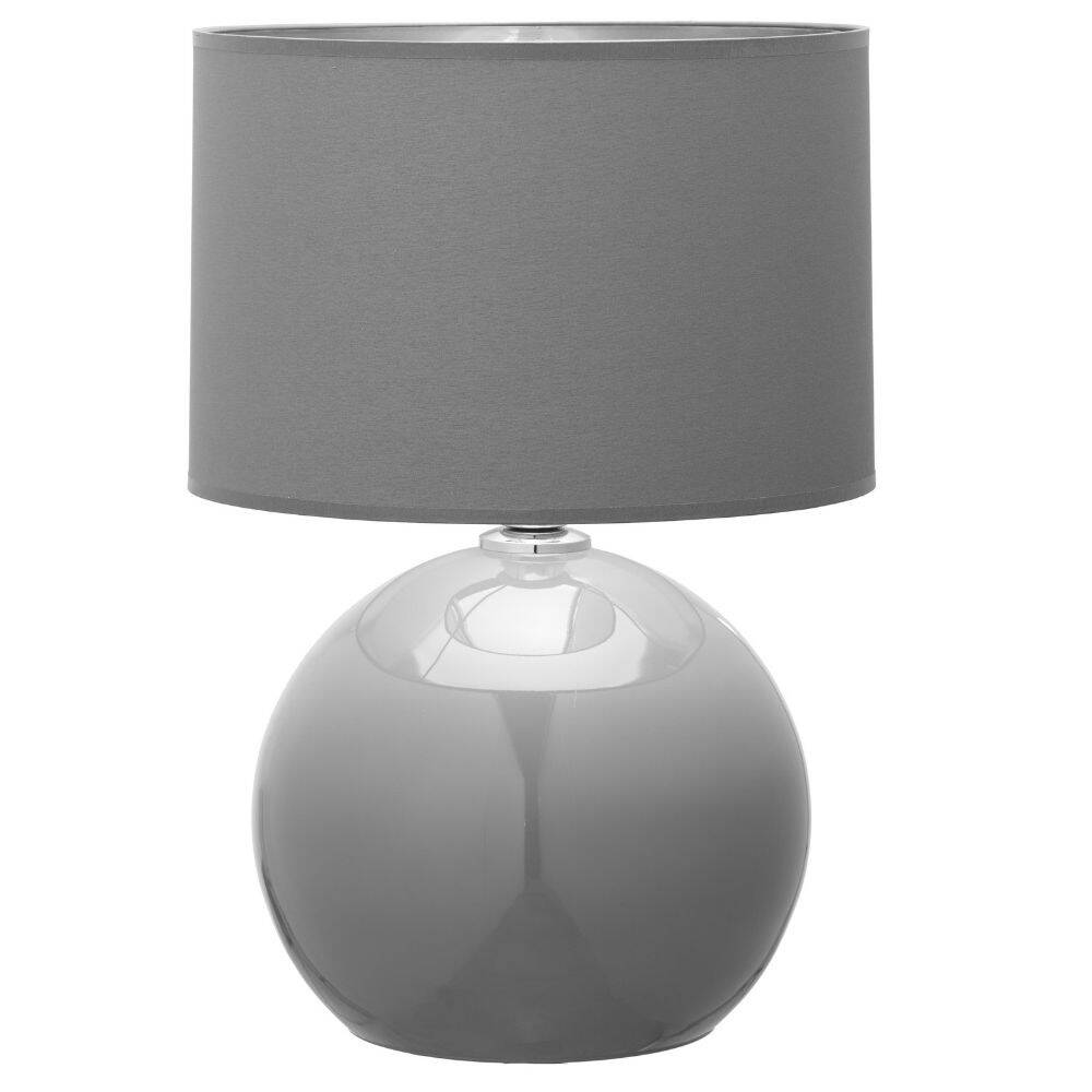 Onli Tischleuchte Kugel Aus Beton-Optik – 40 Cm Durchmesser, 52 Cm Hoch, E27 Fassung, Grauer Stoffschirm