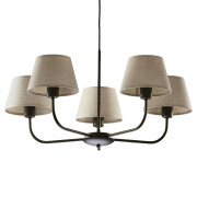 famlights | Pendelleuchte Richard in Braun und Schwarz E27 5-flammig