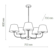famlights | Pendelleuchte Richard in Braun und Schwarz E27 5-flammig