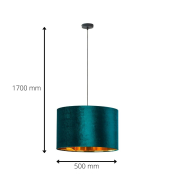 famlights | Pendelleuchte Noemi in Grün und Schwarz E27 3-flammig 500mm