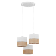 famlights | Pendelleuchte Lias in Weiß und Braun E27 3-flammig 470mm