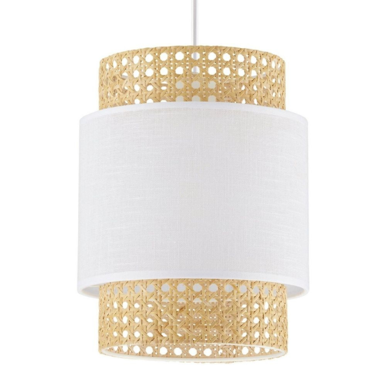 famlights famlights | Pendelleuchte Kate in Weiß und Braun E27 200mm