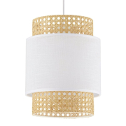 famlights | Pendelleuchte Kate in Weiß und Braun E27 200mm