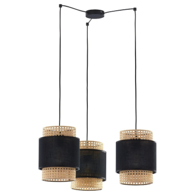 famlights | Pendelleuchte Kate in Schwarz und Braun E27 3-flammig 700mm