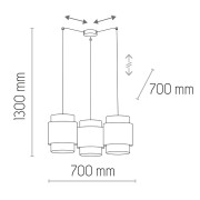 famlights | Pendelleuchte Kate in Schwarz und Braun E27 3-flammig 700mm