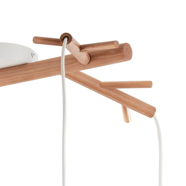 famlights famlights | Pendelleuchte Elise in Weiß und Braun E27 4-flammig
