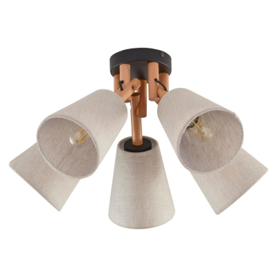 famlights famlights | Deckenleuchte Finn in Beige und Schwarz E27 5-flammig