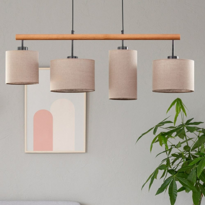 famlights | Pendelleuchte Jana in Beige und Schwarz E27 4-flammig