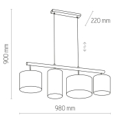 famlights | Pendelleuchte Jana in Beige und Schwarz E27 4-flammig