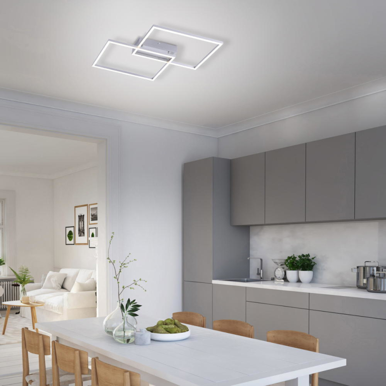 famlights famlights | LED Deckenleuchte Alice in Silber 2x20W 4800lm