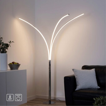 famlights famlights | LED Stehleuchte Leandra in Silber 3x 6,2W 2199lm