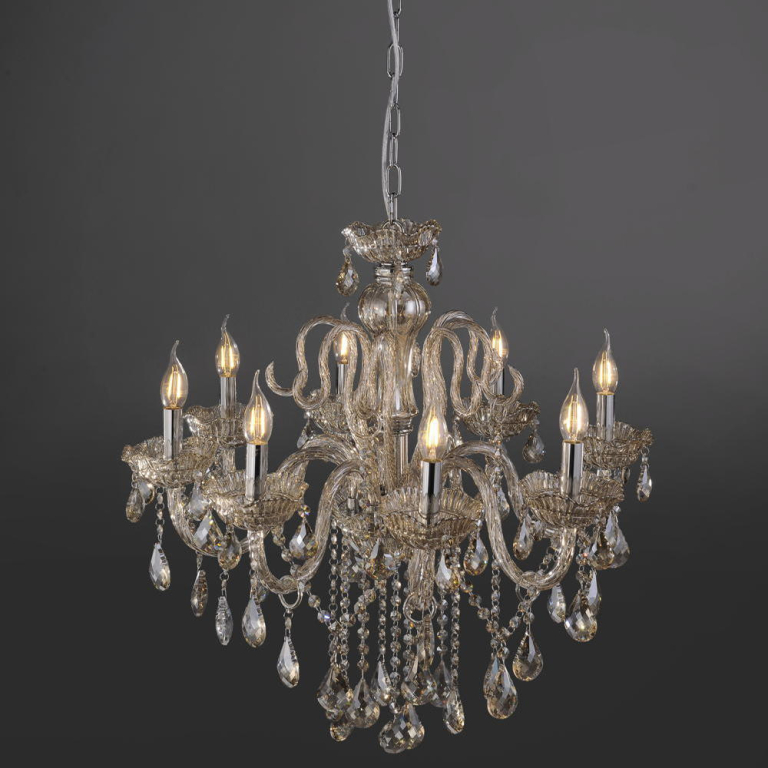 famlights famlights | Pendelleuchte Jannik in Champagner E14 8-flammig
