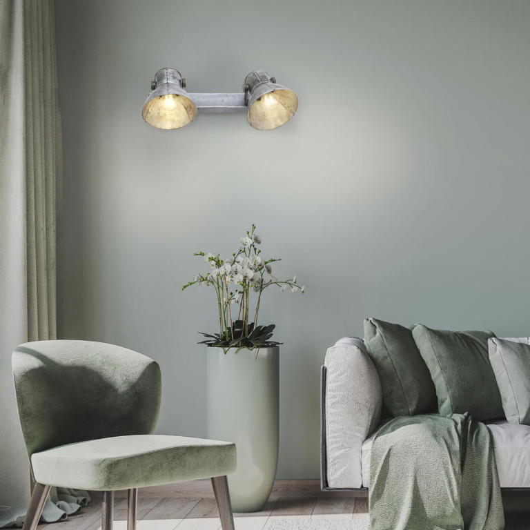 famlights famlights | Wandleuchte Alma in Silber E27 2-flammig