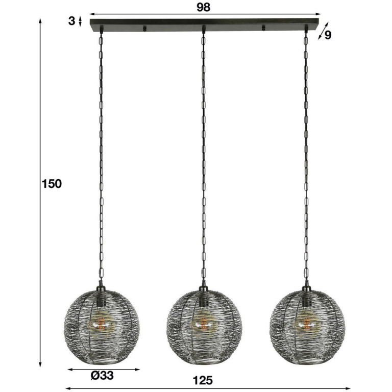 famlights famlights | Pendelleuchte Annabella in Nickel E27 3-flammig