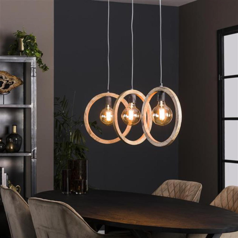famlights famlights | Pendelleuchte Kiana in Natur-hell E27 3-flammig