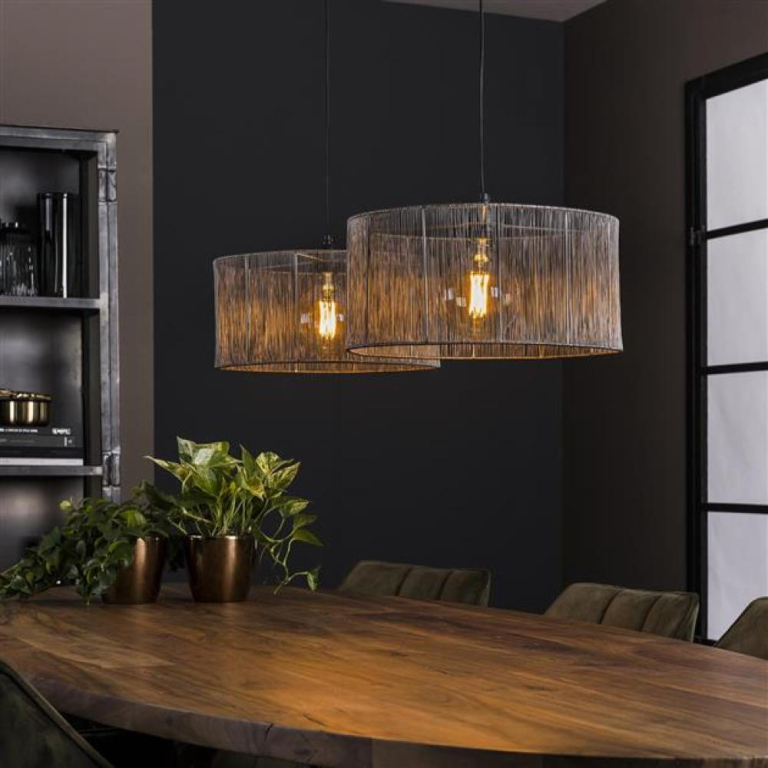famlights famlights | Pendelleuchte Edgar in Silber E27 2-flammig