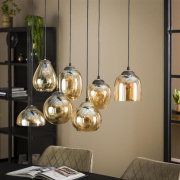 famlights | Pendelleuchte Lene in Bernstein E27 7-flammig
