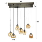 famlights | Pendelleuchte Lene in Bernstein E27 7-flammig