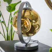 famlights | Tischleuchte Leonora in Altsilber und Bernstein E27