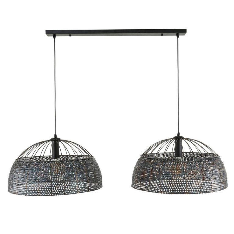 famlights famlights | Pendelleuchte Quirin in Braun-antik E27 2-flammig