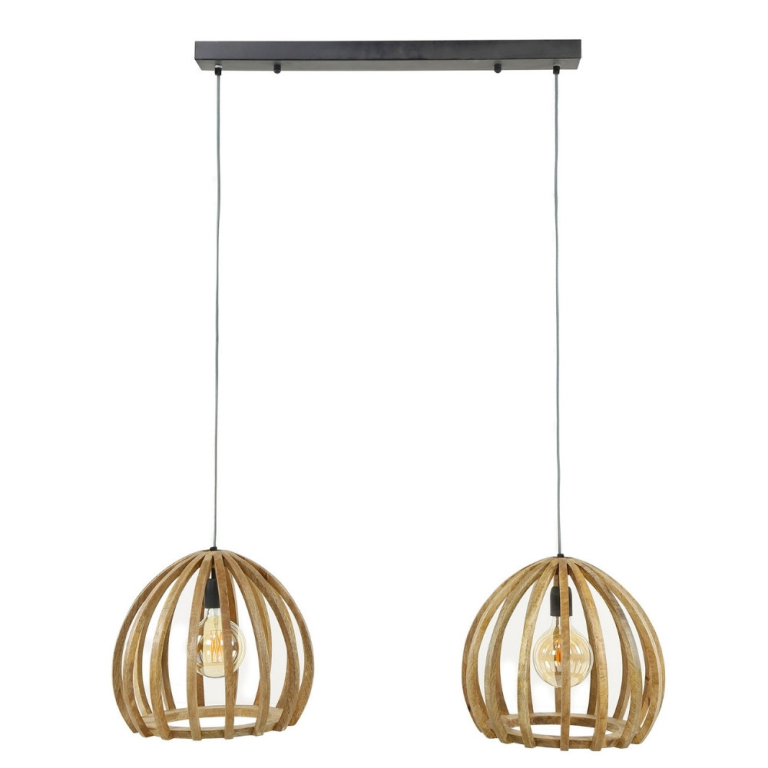 famlights famlights | Pendelleuchte Tara in Natur-hell E27 2-flammig