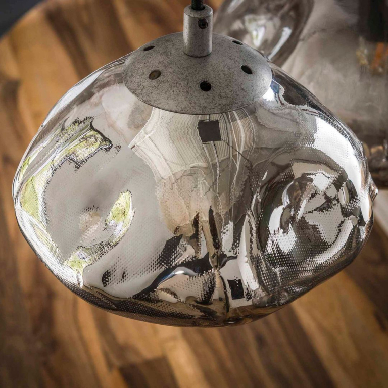 famlights famlights | Pendelleuchte Amelia in Altsilber und Transparent E27 7-flammig