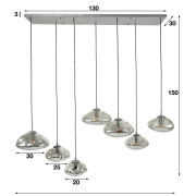 famlights | Pendelleuchte Amelia in Altsilber und Transparent E27 7-flammig
