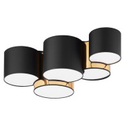 famlights | Deckenleuchte Leonhard in Schwarz und Gold E27 5-flammig