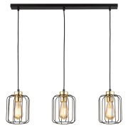 famlights | Pendelleuchte Alexa in Schwarz E27 3-flammig eckig