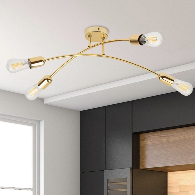 famlights famlights | Deckenleuchte Emely in Gold E27 4-flammig