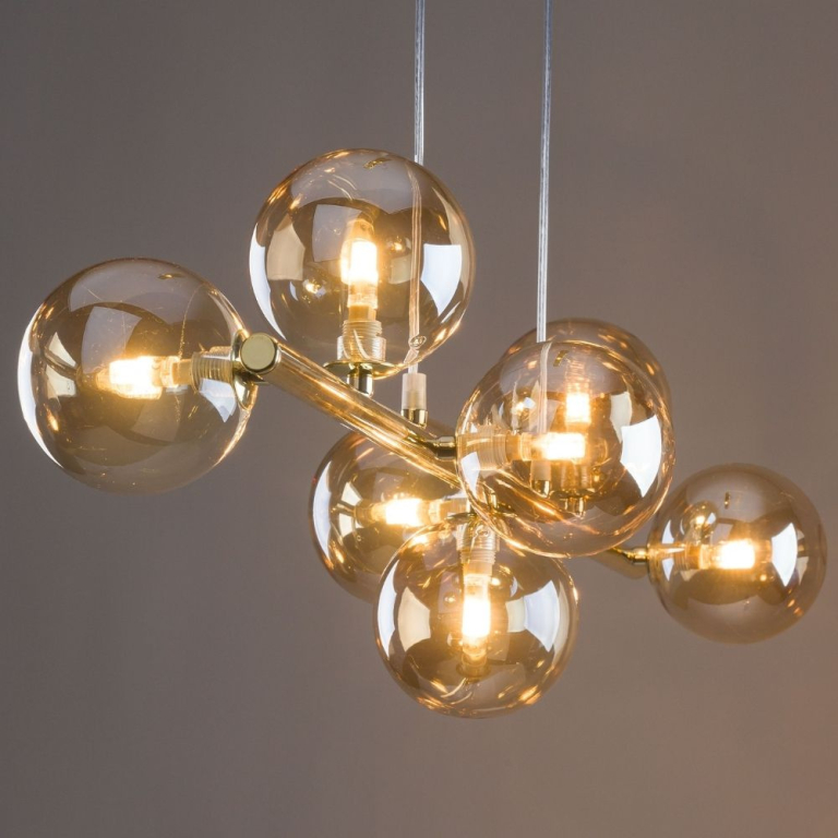 famlights famlights | Pendelleuchte Matthias in Gold G9 7-flammig