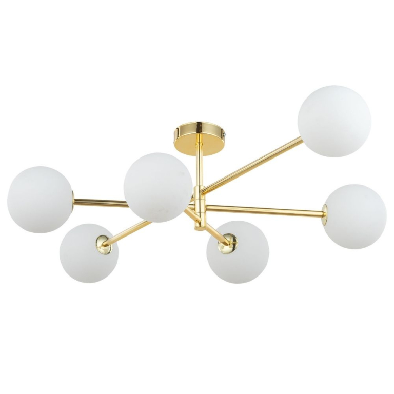 famlights famlights | Deckenleuchte Mary in Gold und Weiß G9 6-flammig
