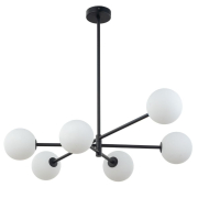famlights | Pendelleuchte Mary in Schwarz und Weiß G9 6-flammig